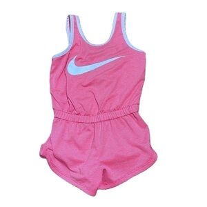 Nike Pink Romper Sz 4 Sleeveless Tank Shorts One Piece Body Suit